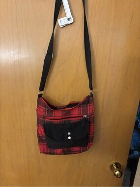 Red plaid crossbody purse/bag